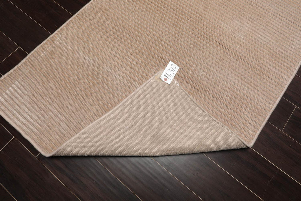 3'6" x 9'11” Runner Hand Knotted Wool & Viscose Tibetan Area Rug Beige