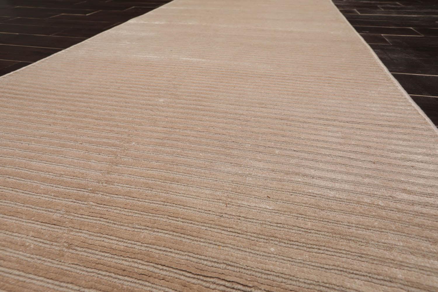 3'6" x 9'11” Runner Hand Knotted Wool & Viscose Tibetan Area Rug Beige